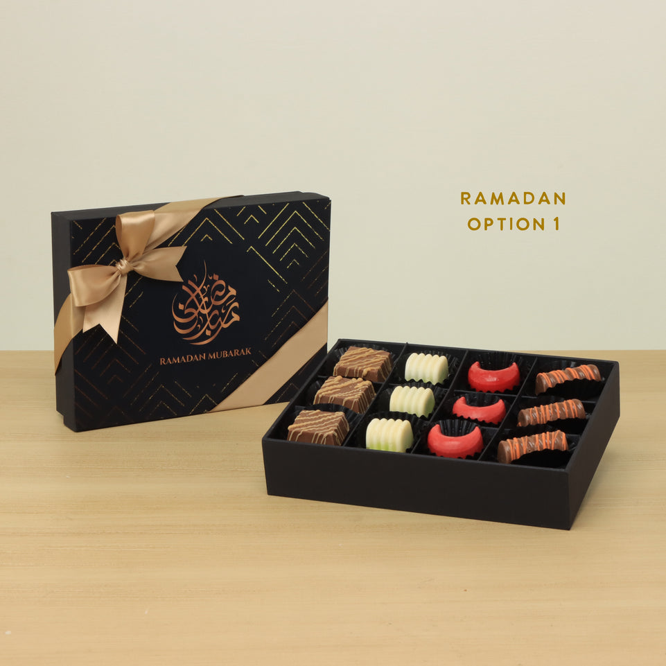 Ramadan Eid Mubarak premium chocolate 12P black hard box