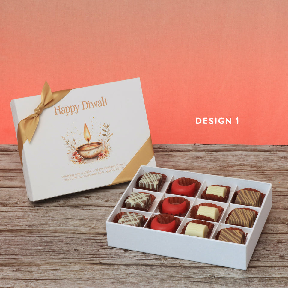 Happy diwali floral candle designed premium chocolate 12P hard box