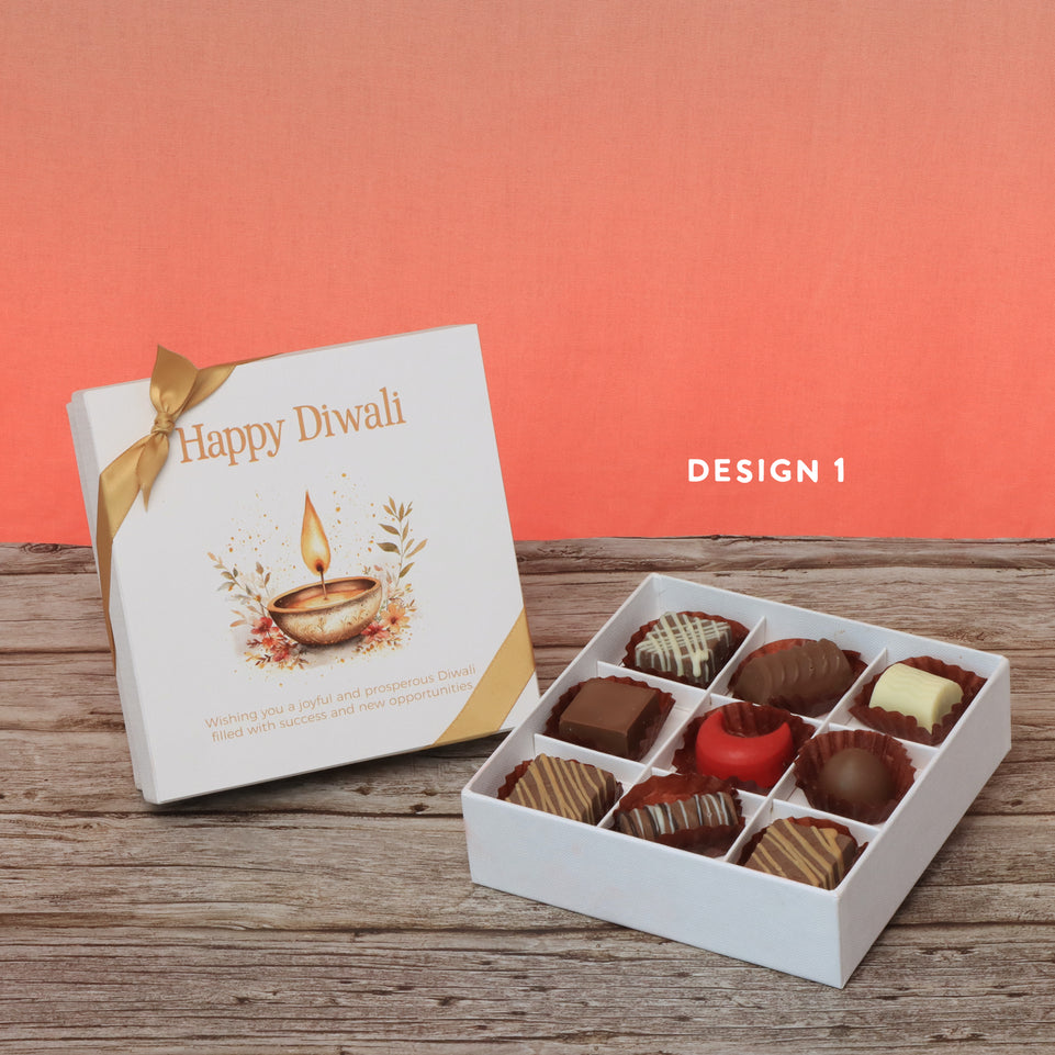 Happy diwali floral candle designed premium chocolate 9P hard box