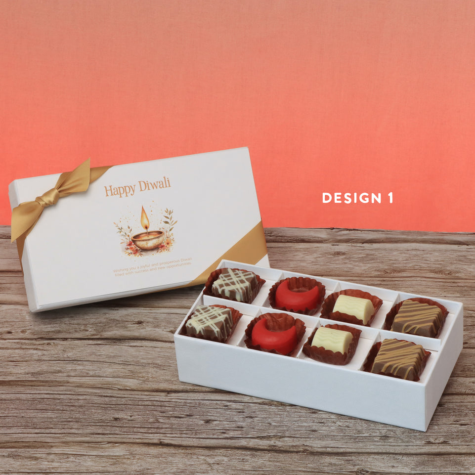 Set of 6 Happy diwali floral candle designed premium chocolate 8P hard box