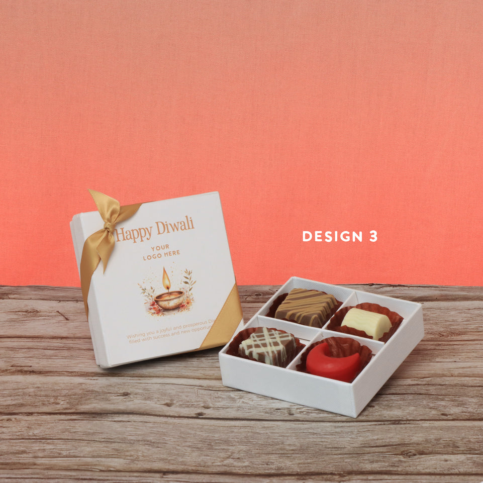 Set of 15 corporate customized happy diwali floral candle designed premium chocolate 4p hard box