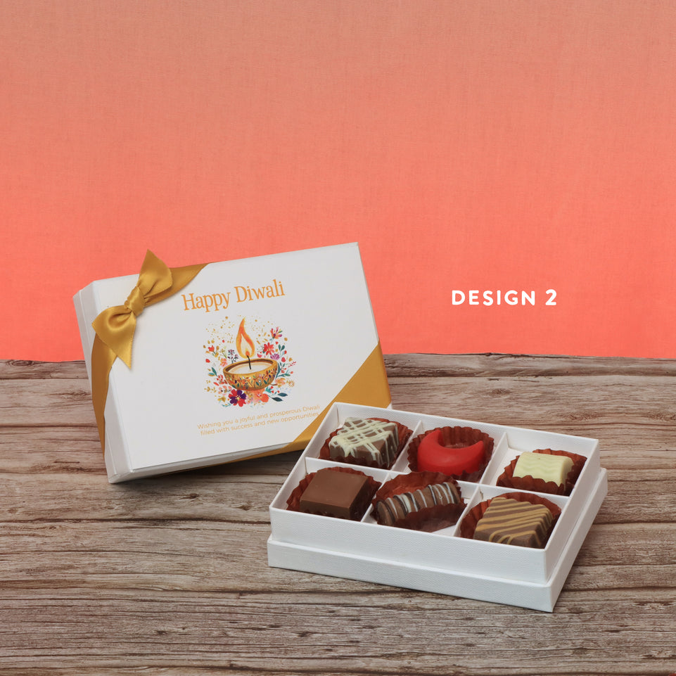 Set of 8 Happy diwali floral candle designed premium chocolate 6P hard box