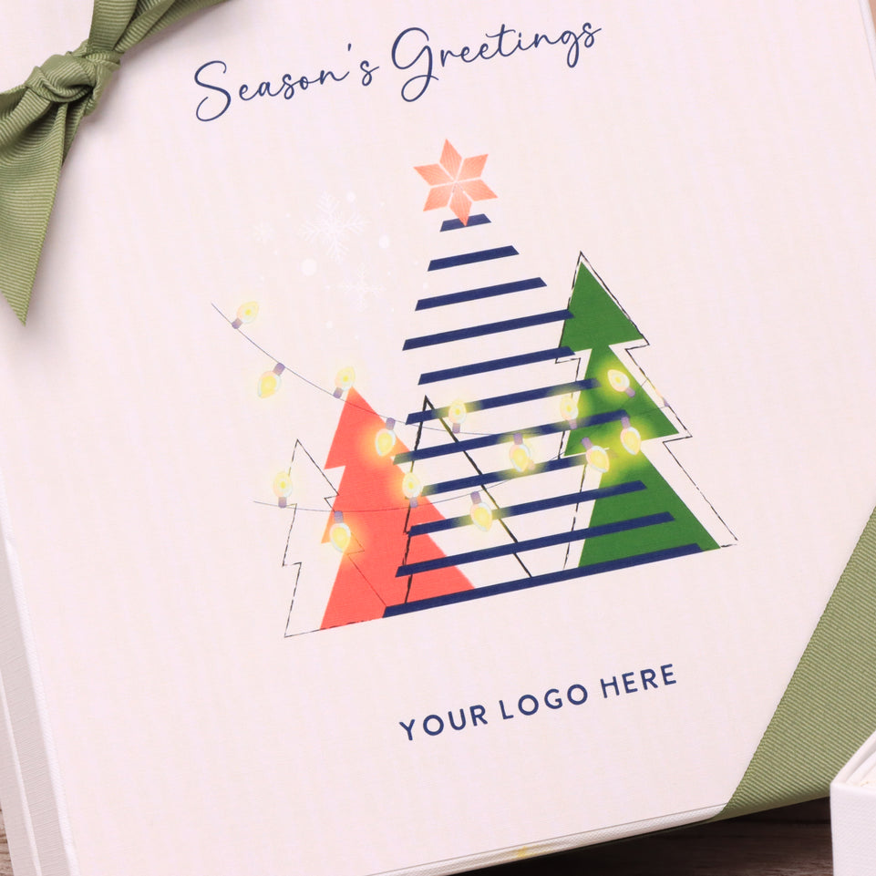 Set of 2 corporate customized season's greetings designed premium chocolate hard box