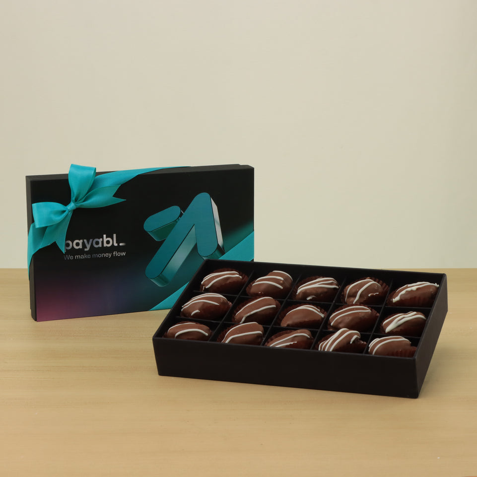 Set of 4 Corporate customized premium chocolate coated dates 15P hard box