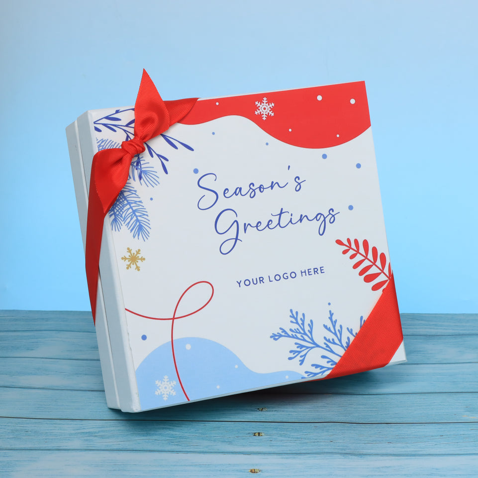Set of 2 corporate customized season's greetings designed premium chocolate hard box
