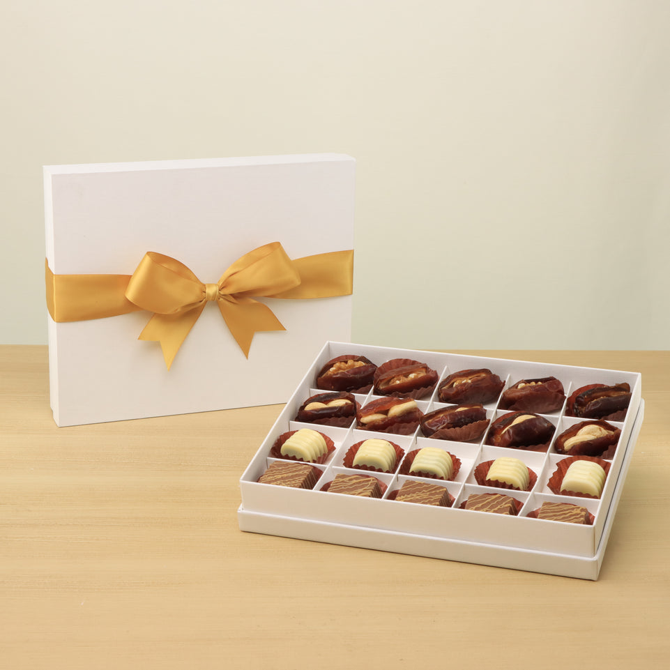 Premium chocolate & nut stuffed dates 20P hard box