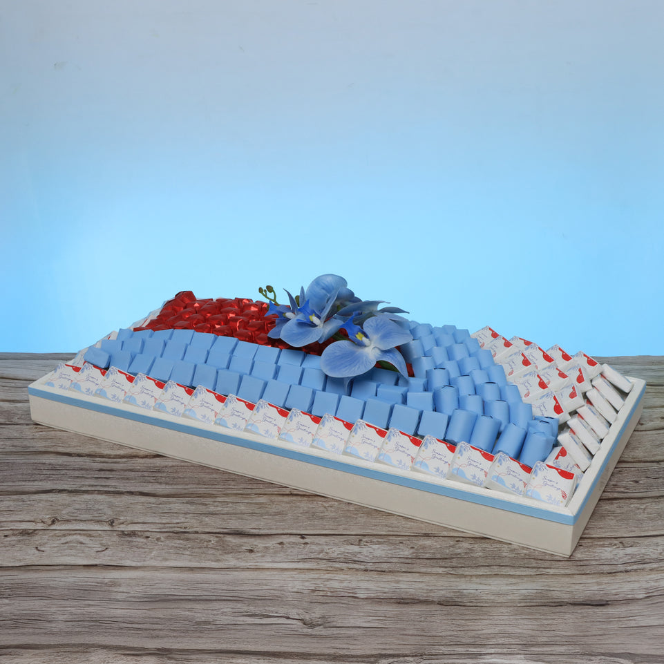 Season's greetings designed premium chocolate large leather tray