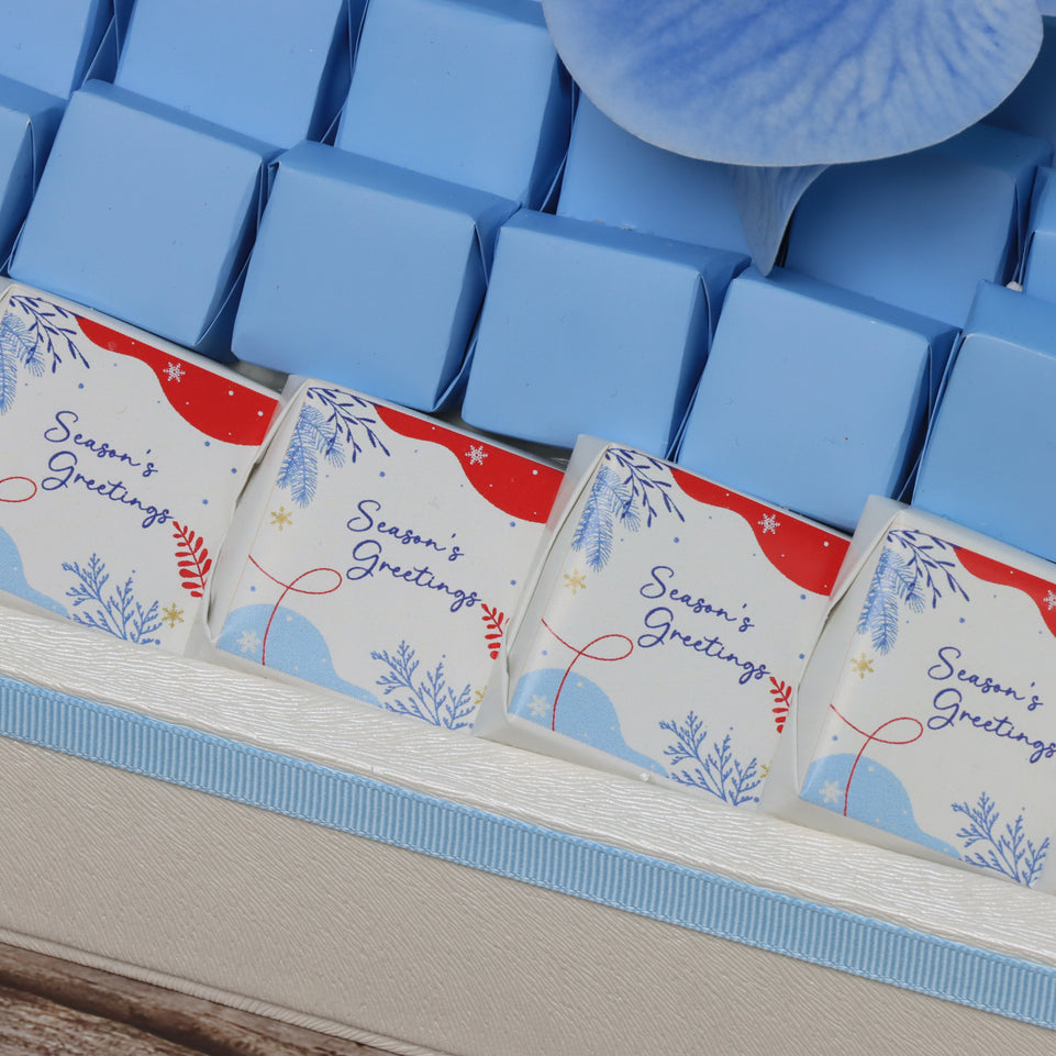 Season's greetings designed premium chocolate large leather tray