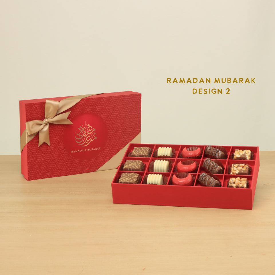 Ramadan Eid Mubarak designed premium chocolate 15P red hard box