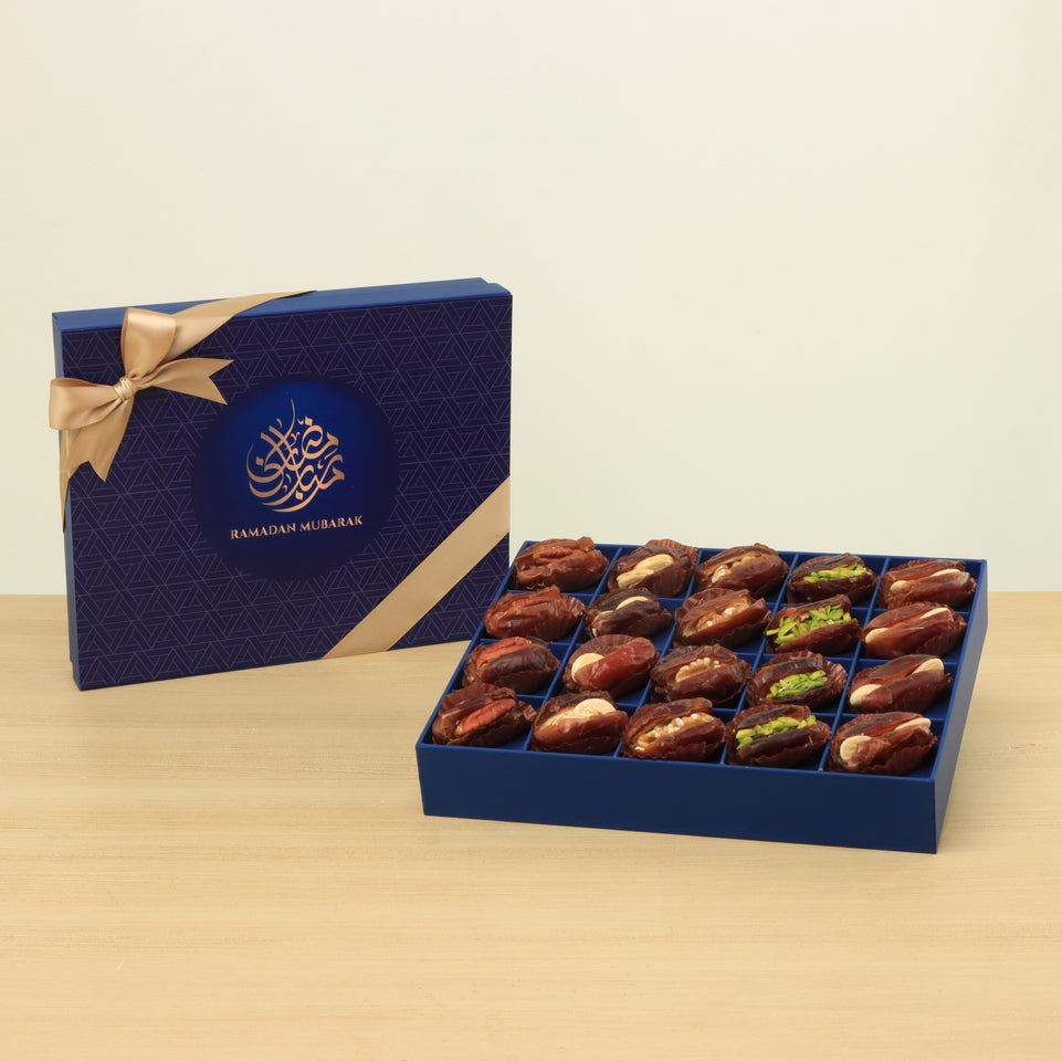 Ramadan Mubarak premium nut stuffed dates 20P hard box