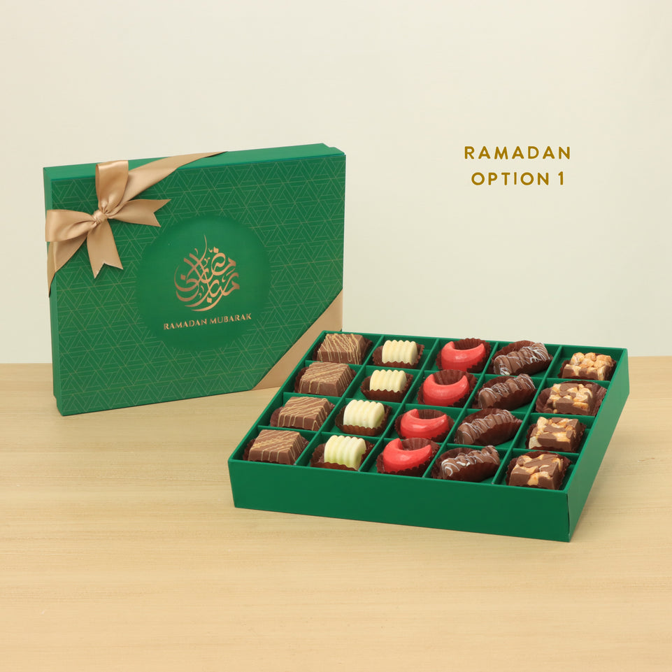 Ramadan Eid Mubarak premium chocolate 20P green hard box