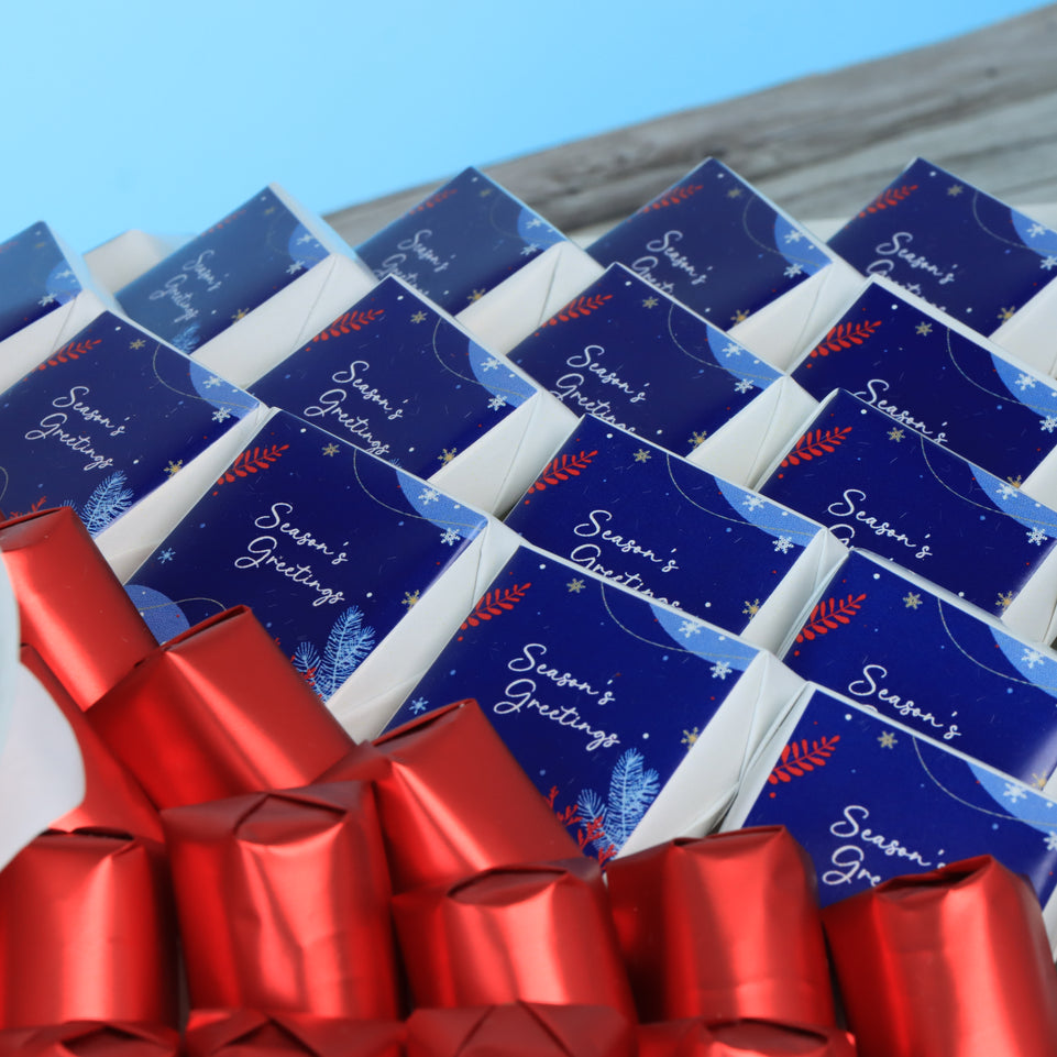 Season's greetings designed premium chocolate large leather tray