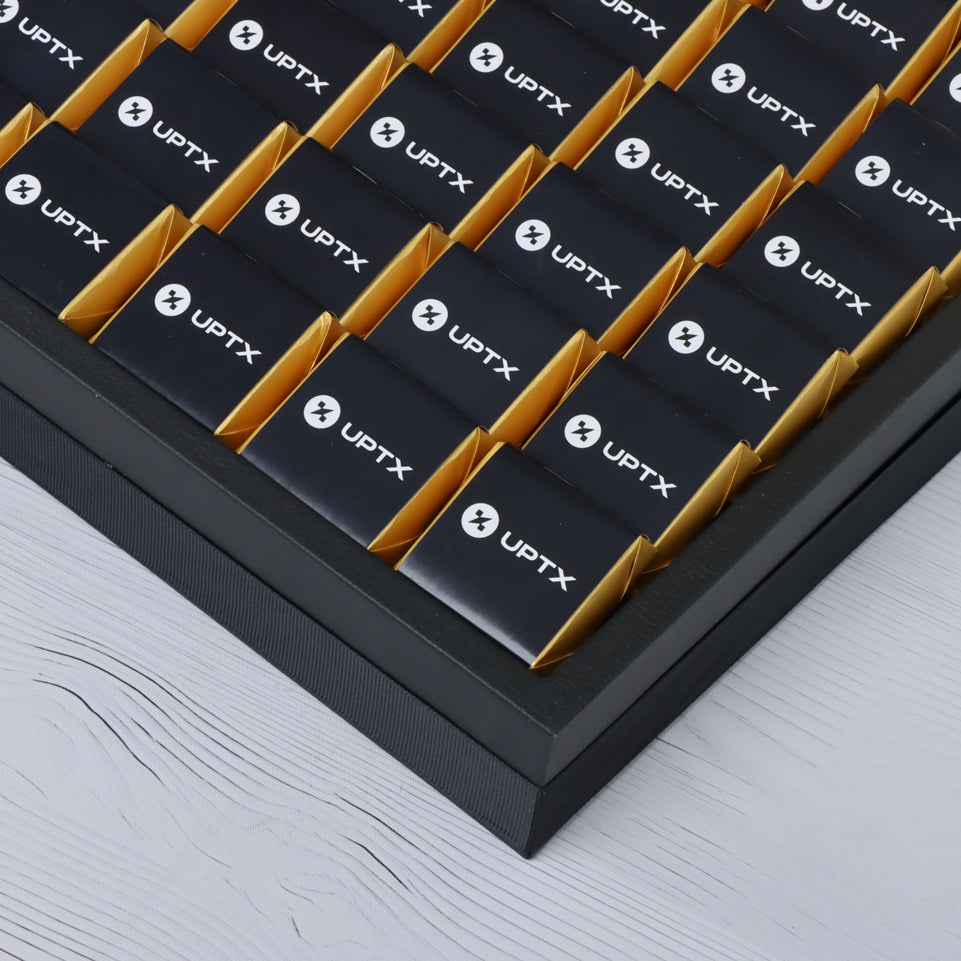 Corporate customized premium chocolate medium leather tray with customized acrylic backdrop