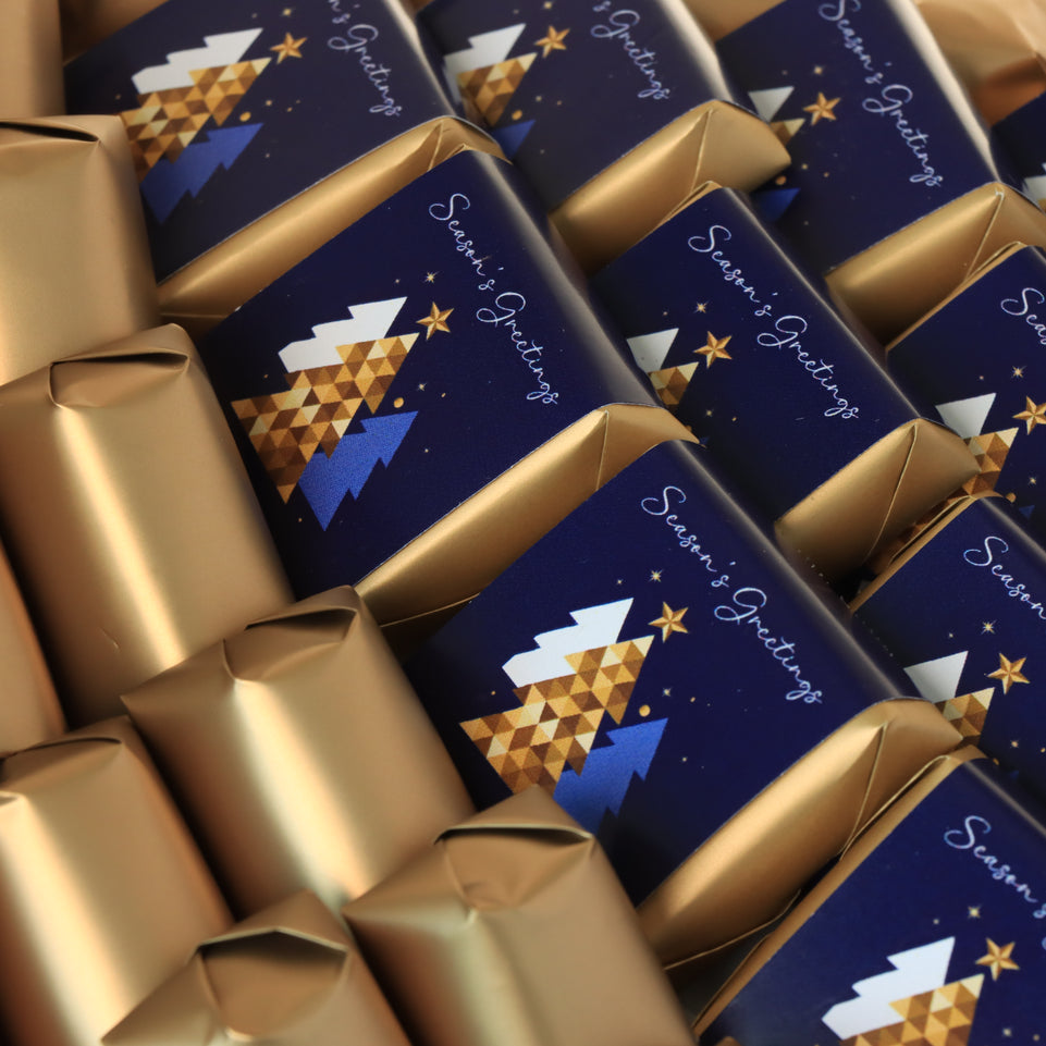 Season's greetings designed premium chocolate large leather tray