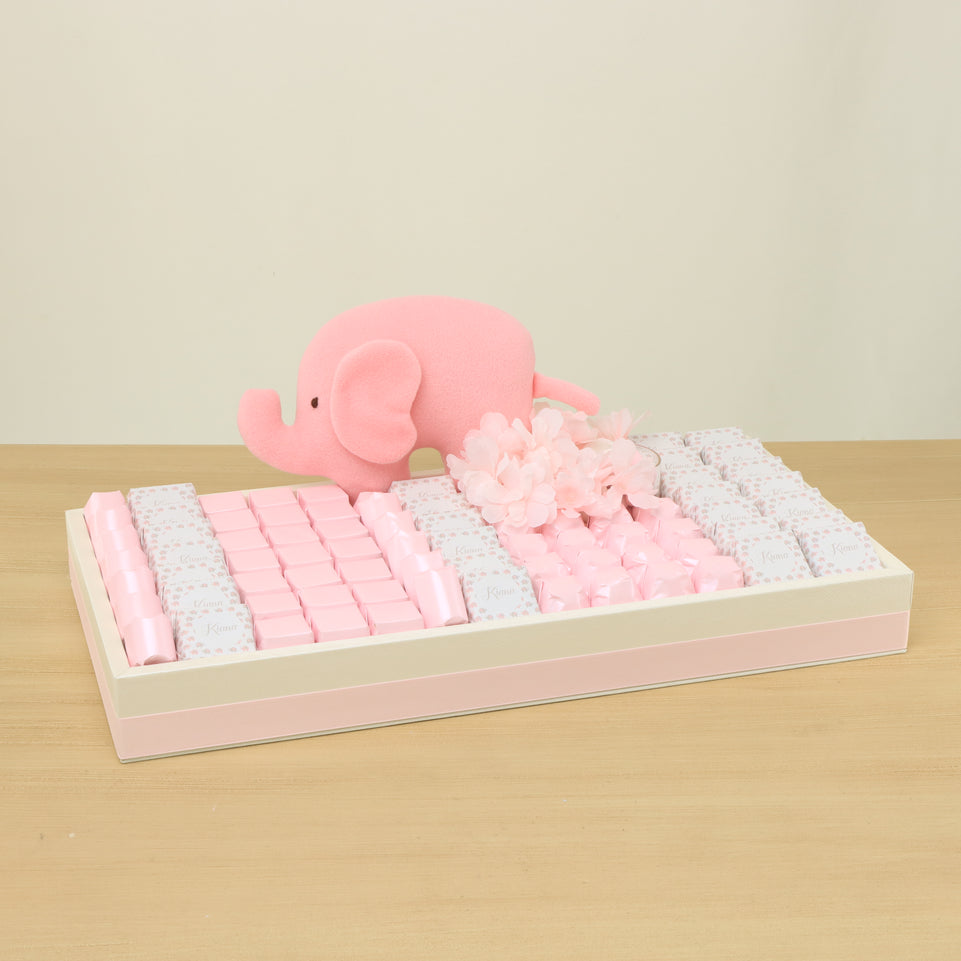 Baby personalized elephant designed premium chocolate medium leather tray