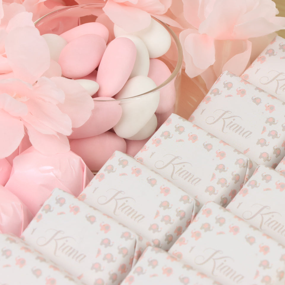 Baby personalized elephant designed premium chocolate medium leather tray