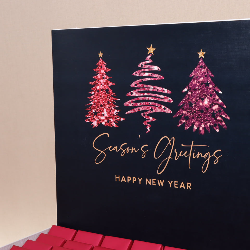 Season's greetings three tree designed premium chocolate extra large hamper