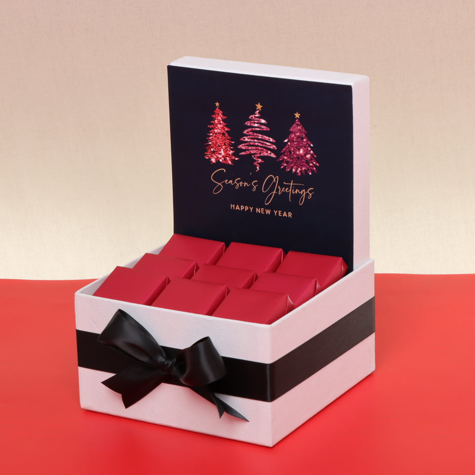 Season's greetings three tree designed premium chocolate small hamper