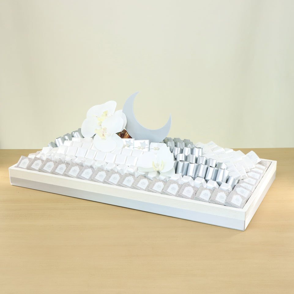 Ramadan Mubarak decorated chocolate large leather tray