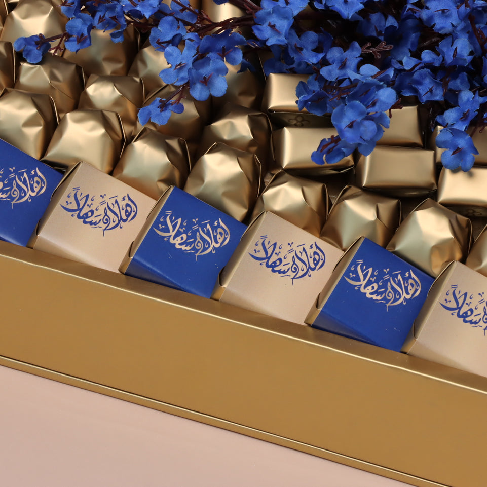 Decorated leather gift tray large