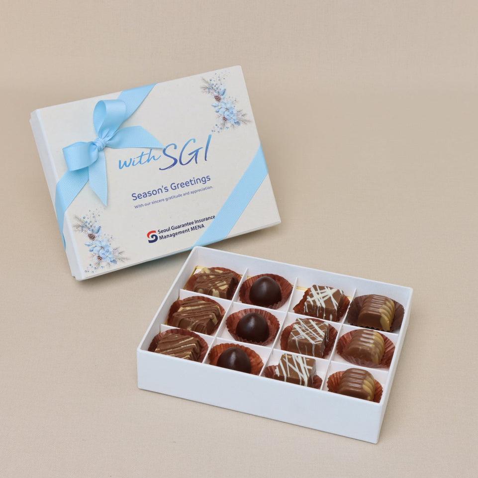 Set of 5 Corporate branded premium chocolate top card hard box
