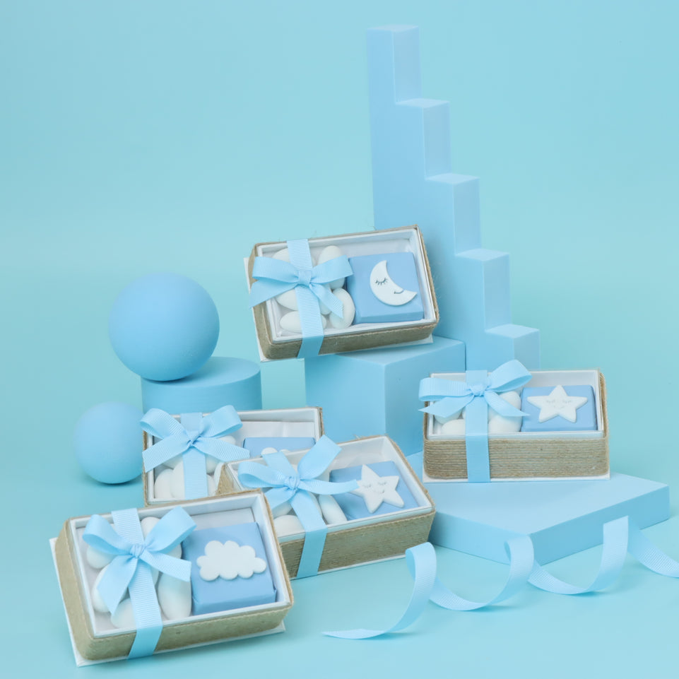 Set of 20 Baby boy acrylic decorated chocolate view top box giveaway