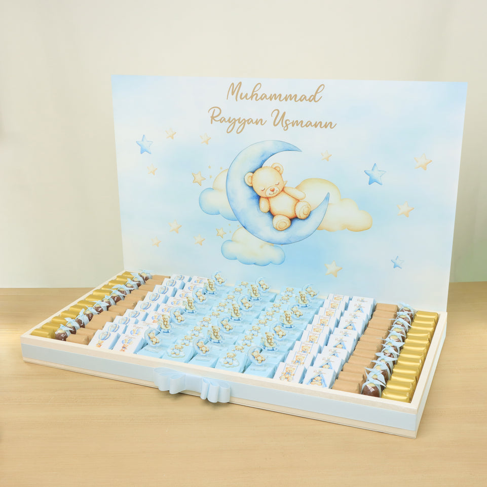 Baby boy teddy designed premium chocolate large leather tray