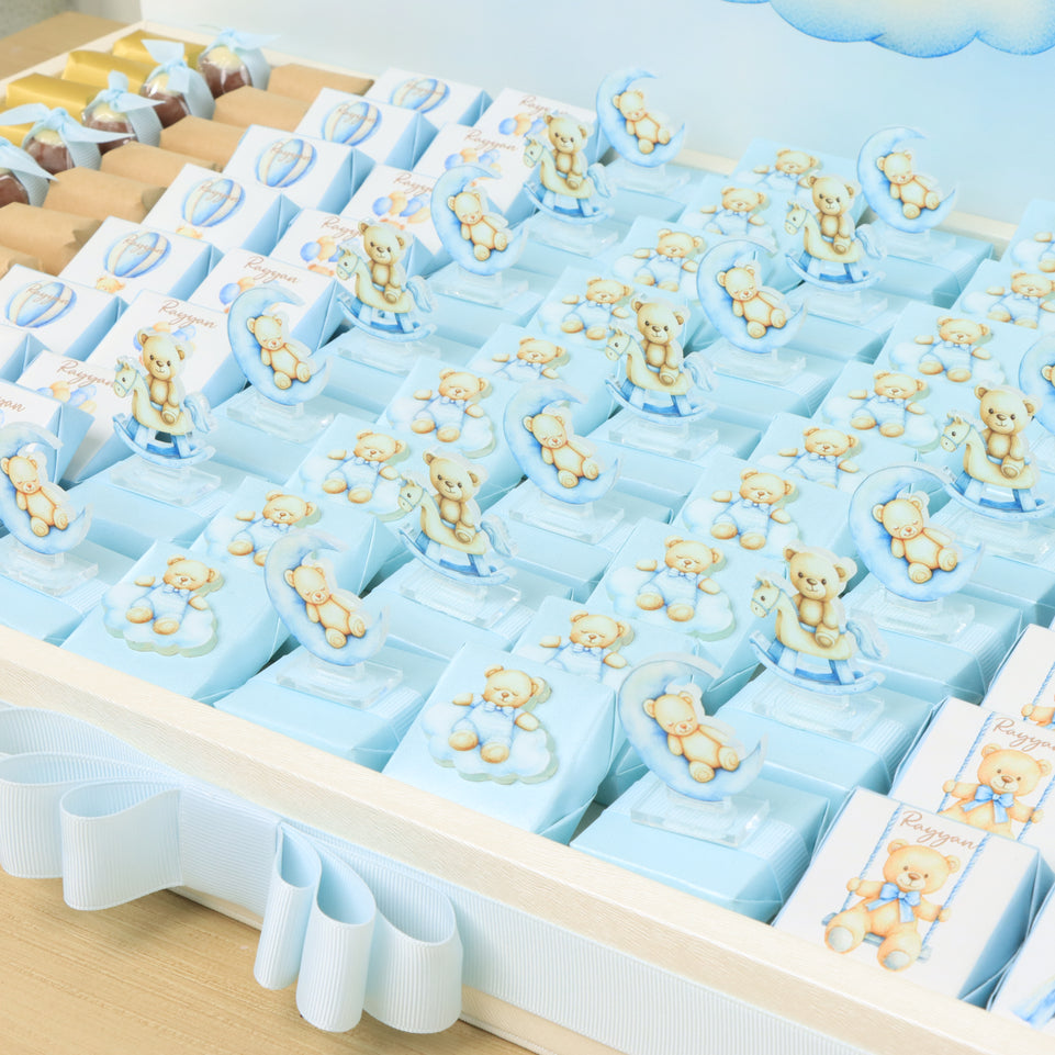 Baby boy teddy designed premium chocolate large leather tray