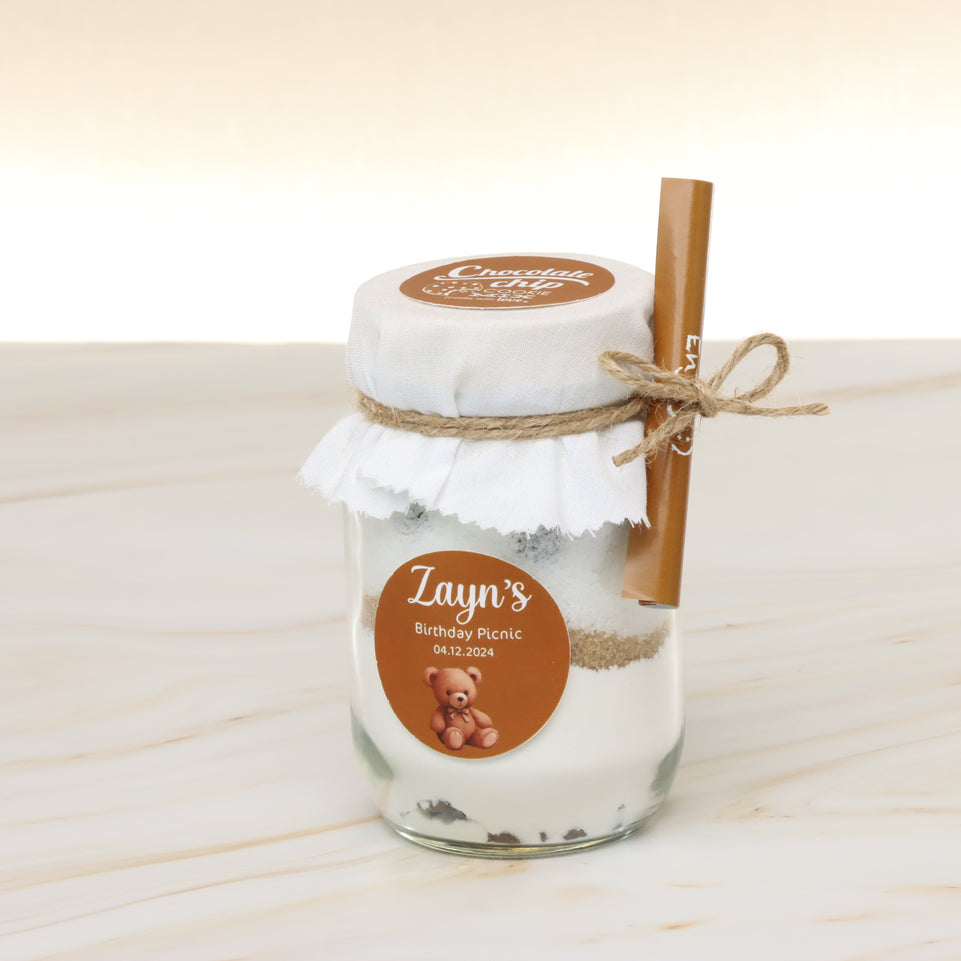 Set of 20 Baby personalized chocolate chip powder large jar