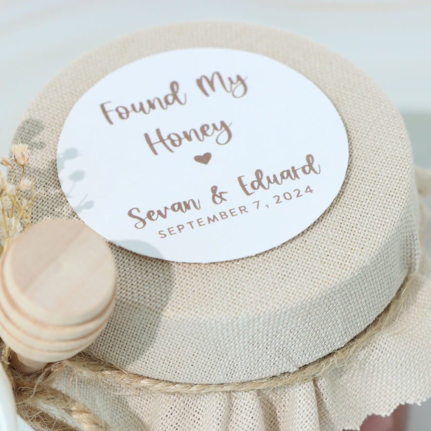 Set of 20 Rustic wedding decorated honey jar