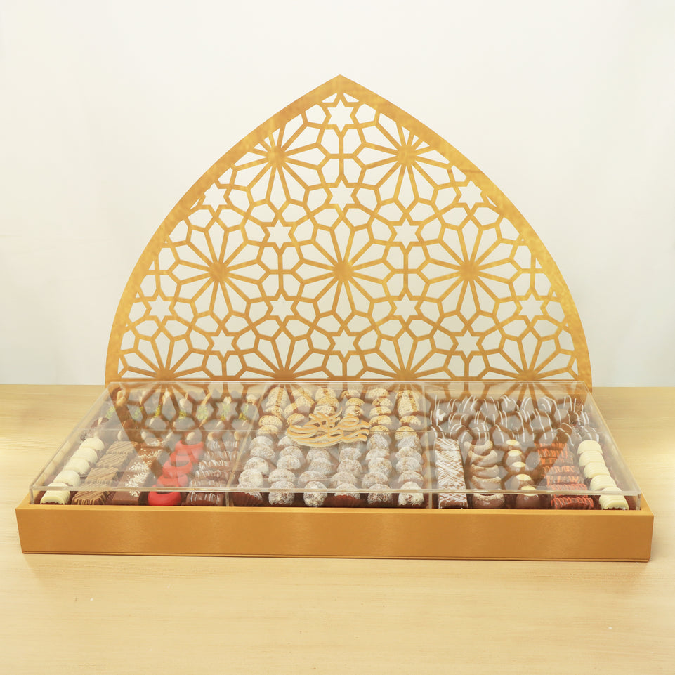 Ramadan Mubarak designed premium chocolate & sweets leather acrylic tray