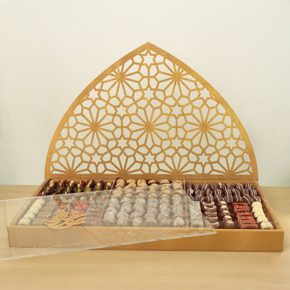 Ramadan Mubarak designed premium chocolate & sweets leather acrylic tray