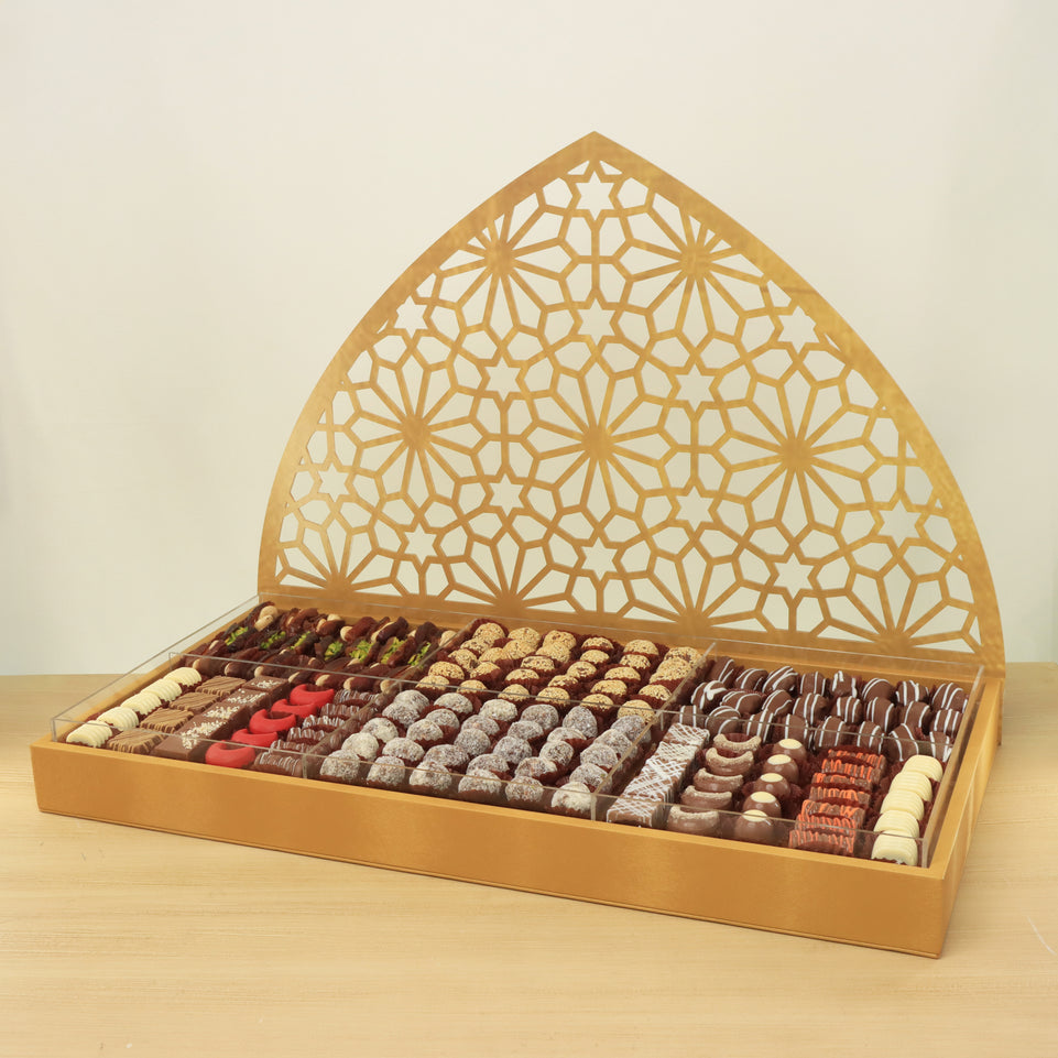 Ramadan Mubarak designed premium chocolate & sweets leather acrylic tray