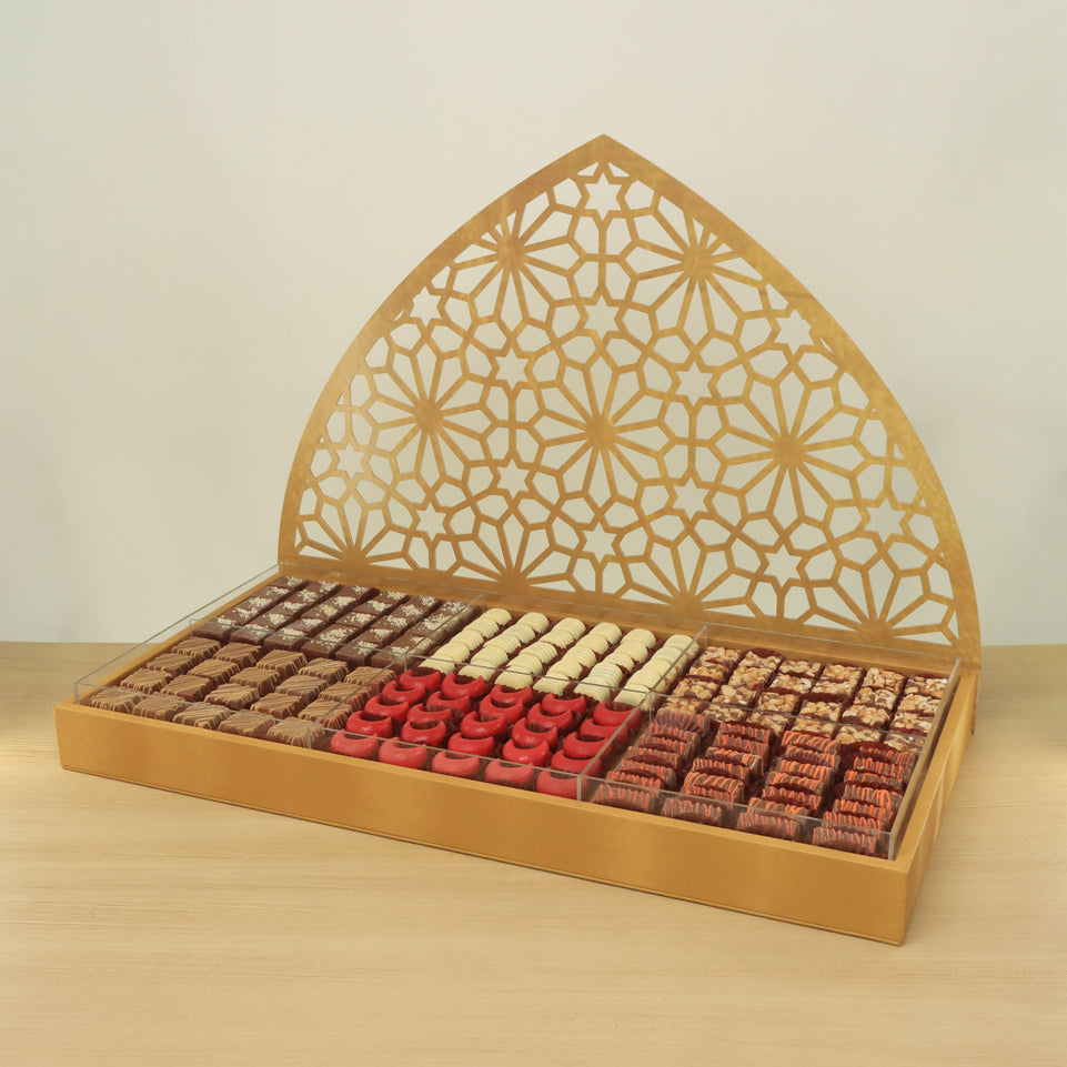 Eid Mubarak designed premium chocolate large leather acrylic tray