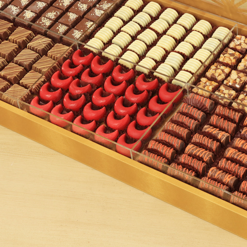 Eid Mubarak designed premium chocolate large leather acrylic tray