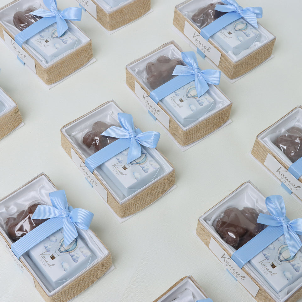 Set of 20 Baby boy air balloon designed premium chocolate view top box