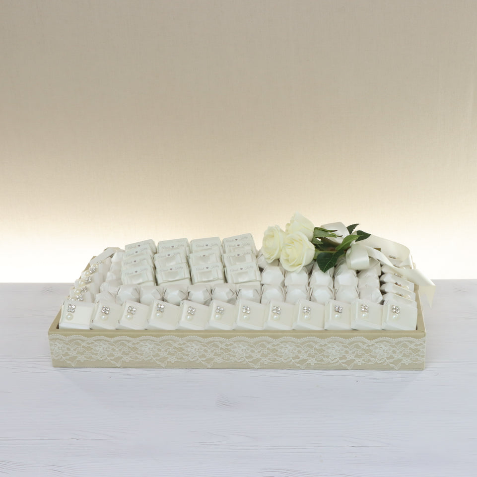 Bridal decorated chocolate leather tray