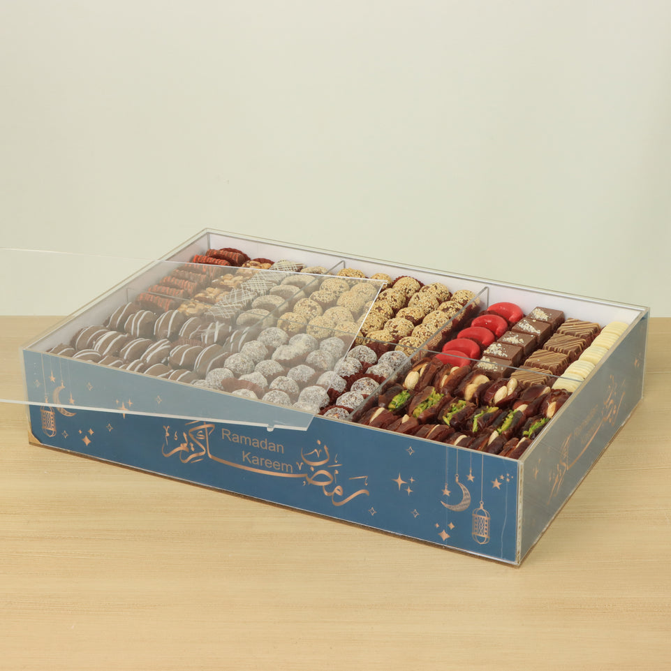 Ramadan Mubarak designed premium chocolate acrylic large tray
