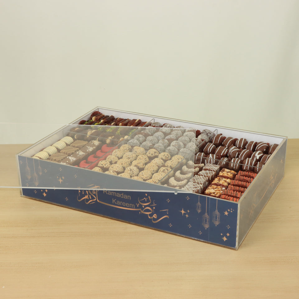 Ramadan Mubarak designed premium chocolate acrylic large tray