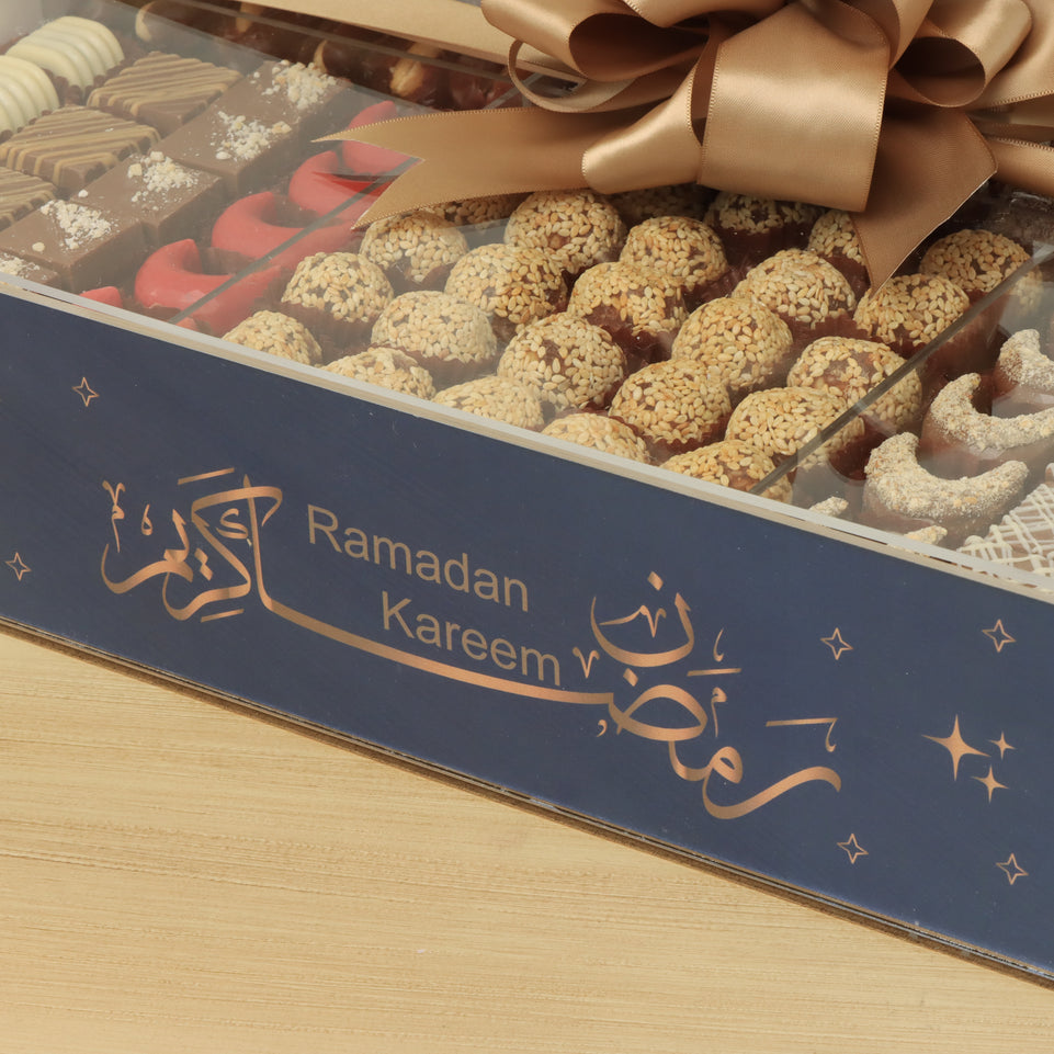 Ramadan Mubarak designed premium chocolate acrylic large tray
