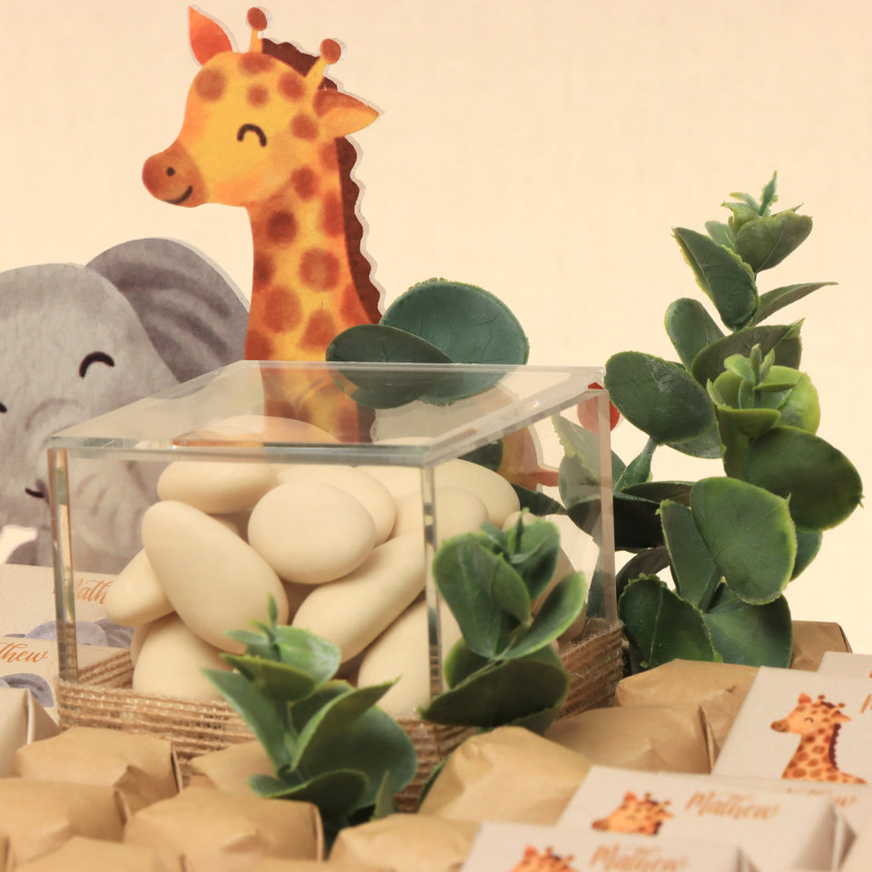 Baby safari animal designed premium chocolate medium leather tray