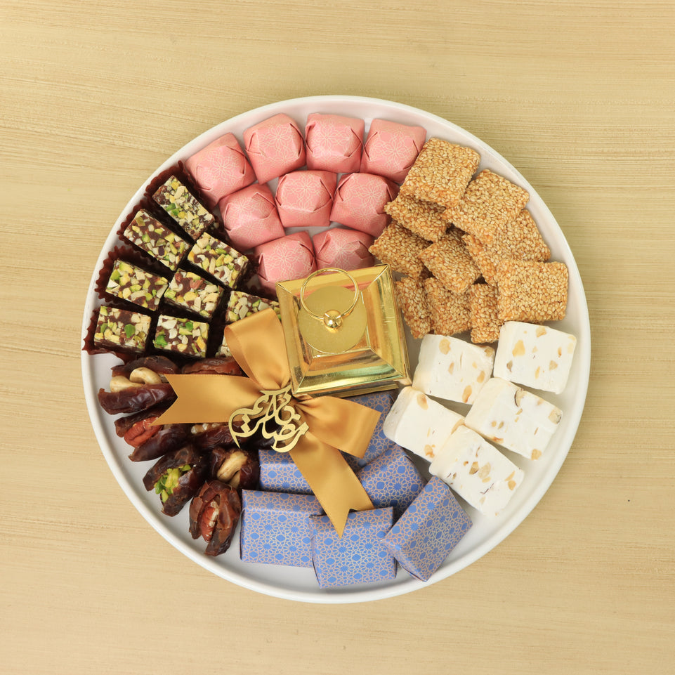 Ramadan Kareem designed premium chocolate & dates round plate