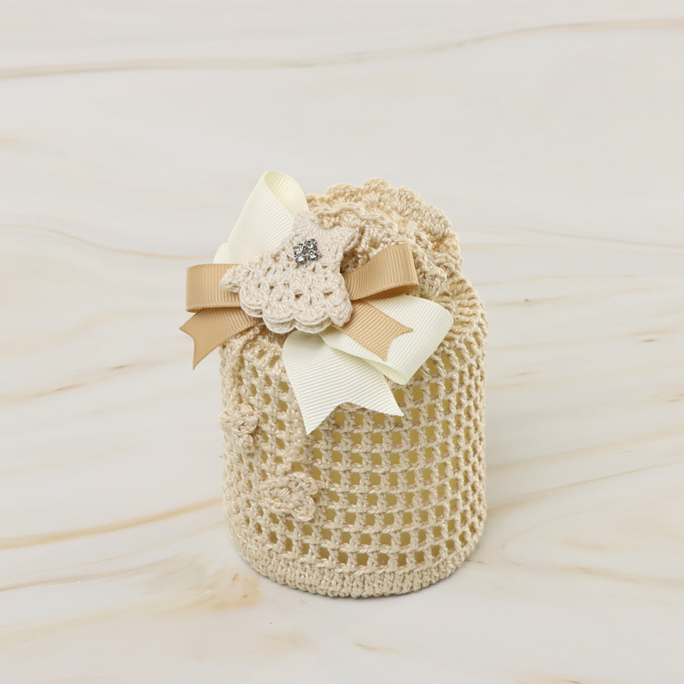 Set of 20 Baby crochet dress decorated candle crochet bag