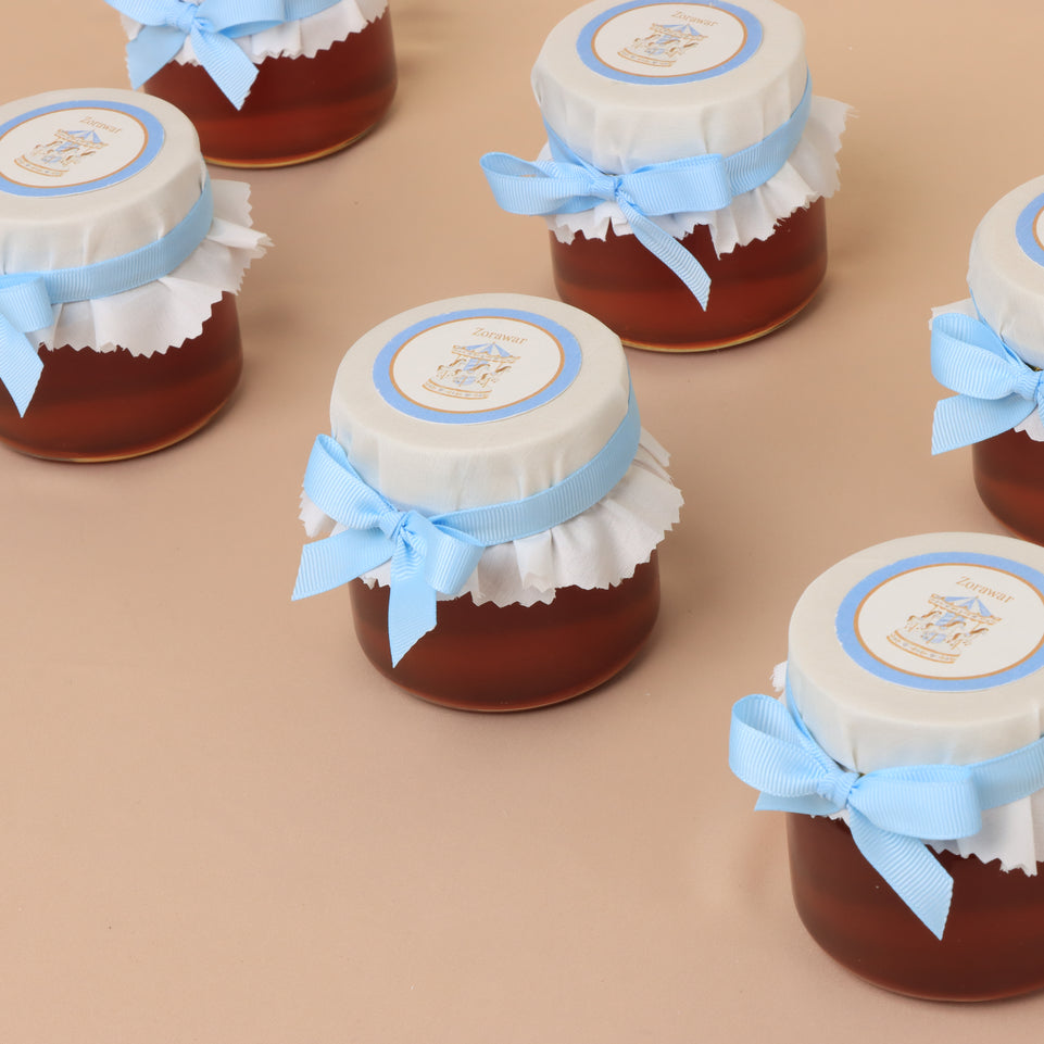 Set of 20 Baby boy personalized carousel designed premium honey jar