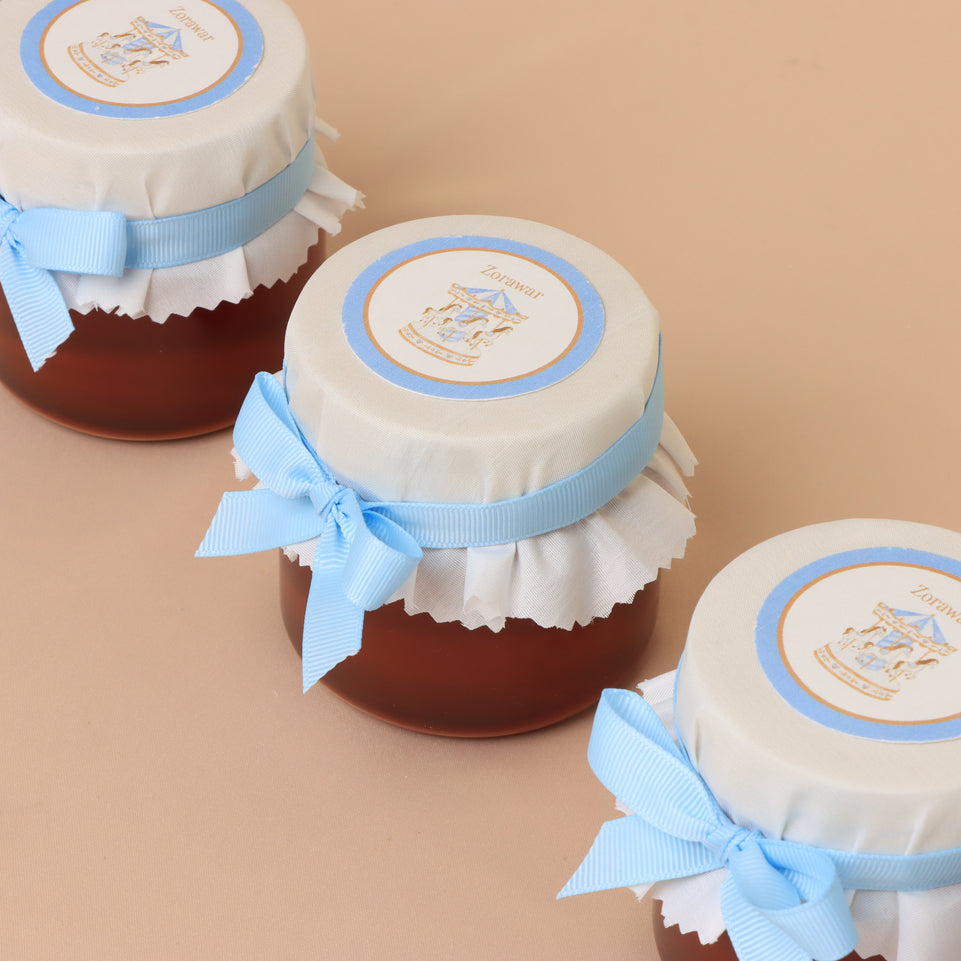 Set of 20 Baby boy personalized carousel designed premium honey jar