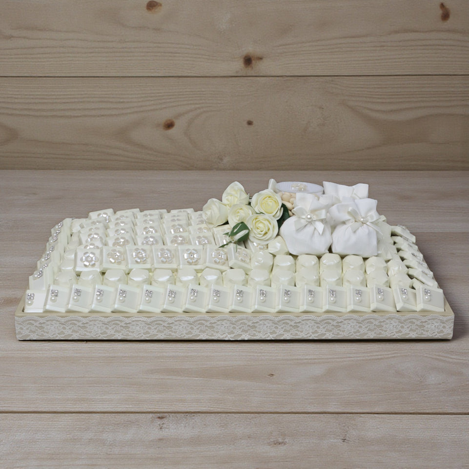 Bridal decorated chocolate leather large tray