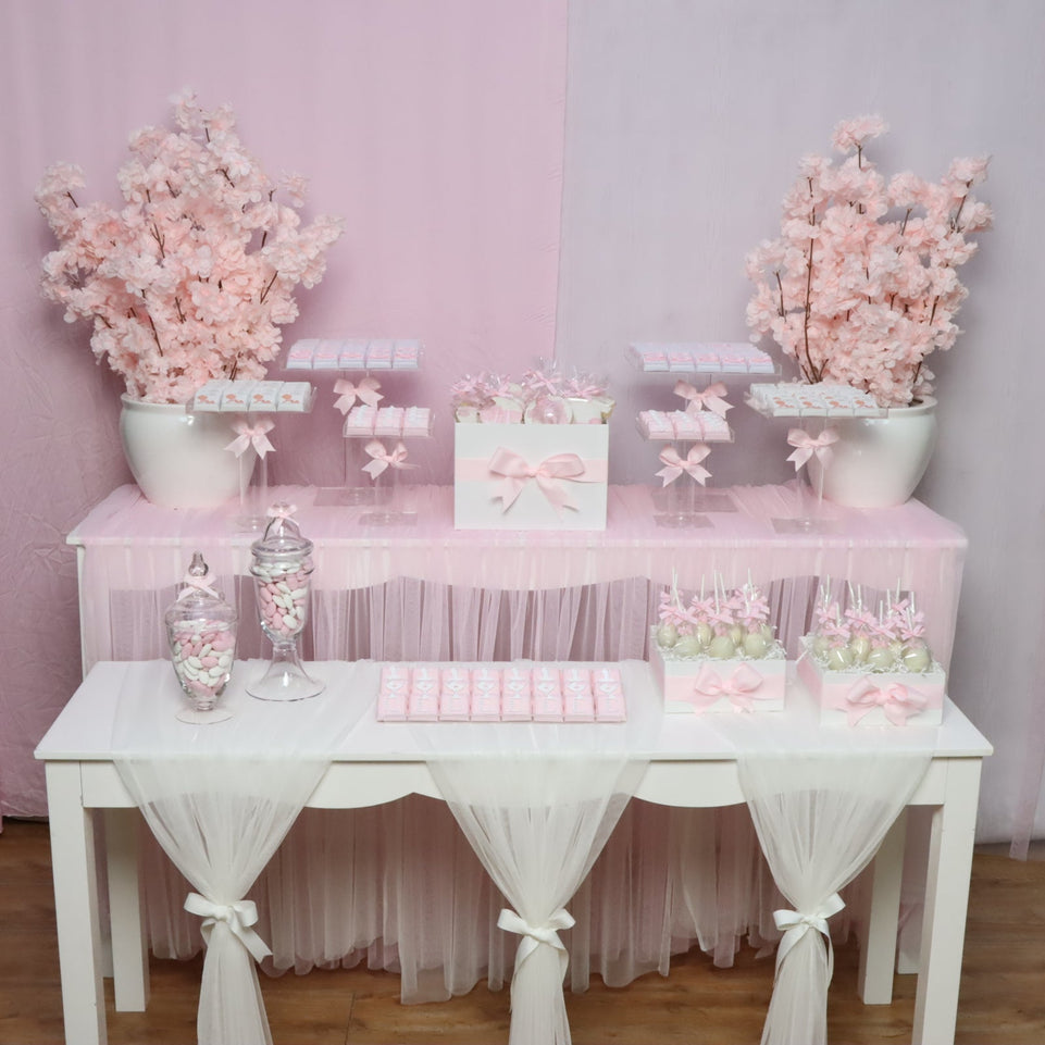 Cheery blossom designed baby chocolate full set up for rent.