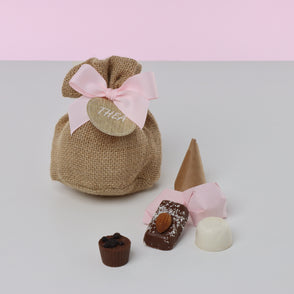 Set of 20 Baby rustic chocolate jute bag