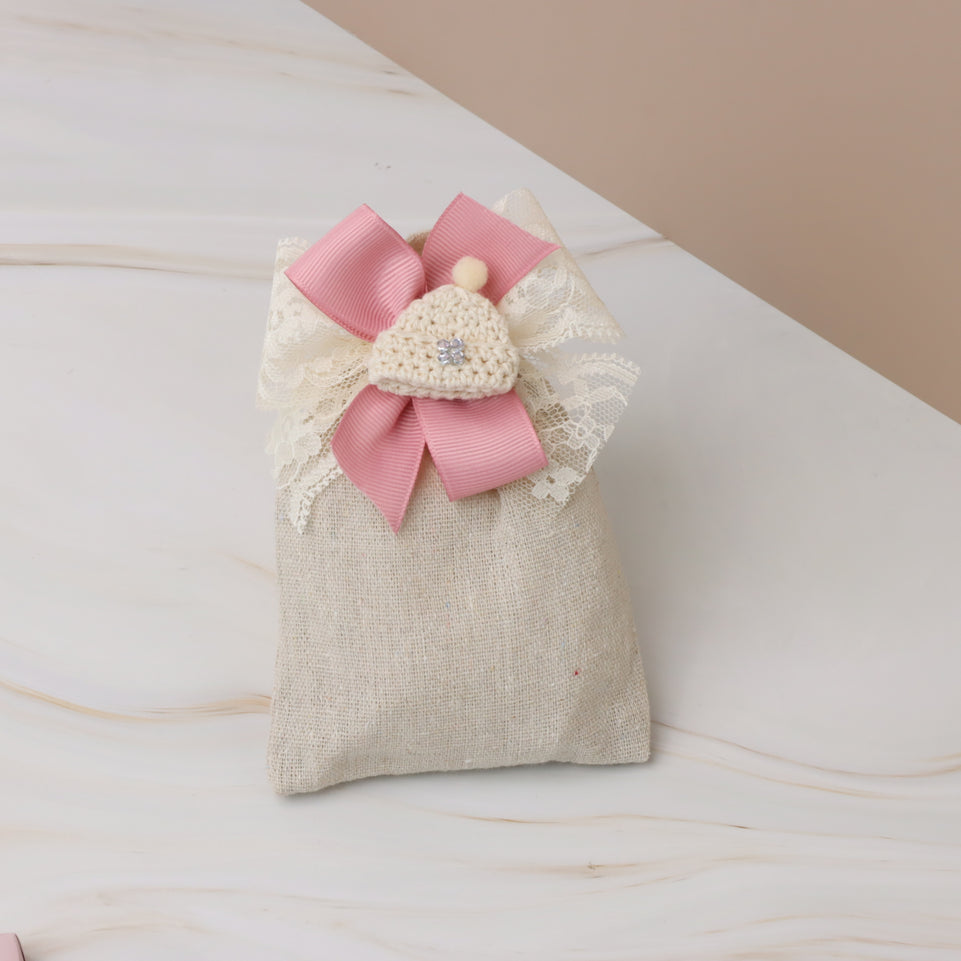 Set of 20 baby crochet decorated premium chocolate & almond dragees bag
