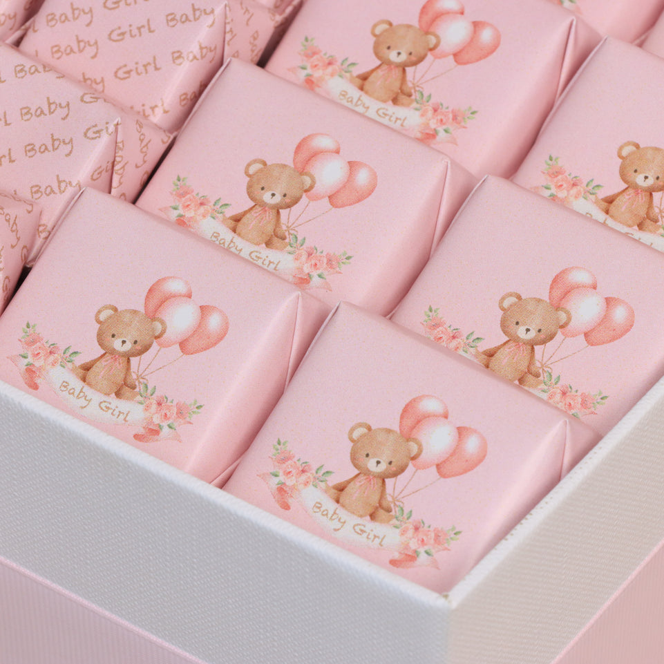 Baby girl teddy themed personalized chocolate extra large hamper